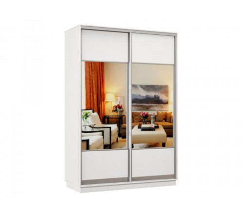 Шкаф-купе Хочу домой Маршал Лайт Белый / Зеркало / Серебро, алюминий 60 см