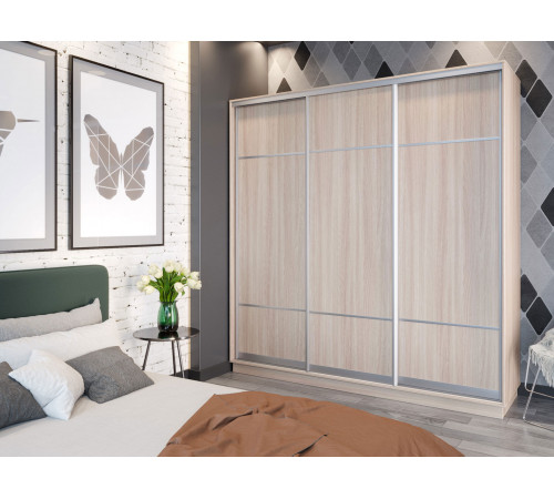 Шкаф-купе Хочу домой Маршал Лайт Ясень Шимо светлый / Серебро, алюминий 60 см