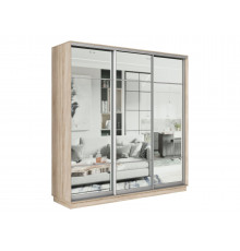 Шкаф-купе Хочу домой Маршал Лайт Дуб Сонома / Зеркало / Серебро, алюминий 60 см