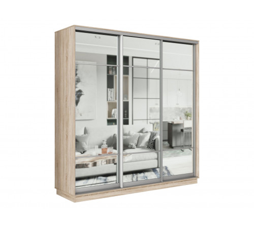 Шкаф-купе Хочу домой Маршал Лайт Дуб Сонома / Зеркало / Серебро, алюминий 60 см