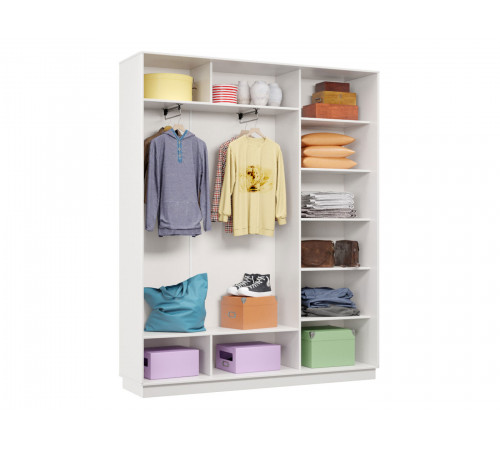 Шкаф-купе Хочу домой Маршал Белый / Зеркало / Серебро, алюминий С двумя выдвижными штангами