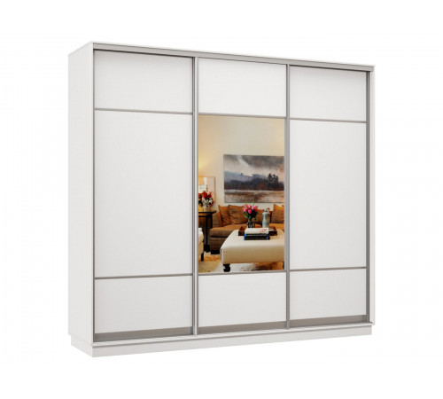 Шкаф-купе Хочу домой Маршал Лайт Белый / Зеркало / Серебро, алюминий 60 см