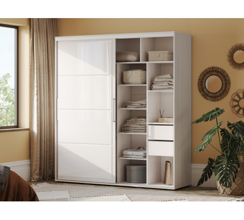 Шкаф-купе Мебелони Крафт 6 Белый ясень 196,2 см