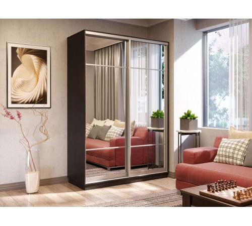 Шкаф-купе Хочу домой Маршал Лайт Венге / Зеркало / Серебро, алюминий 45 см