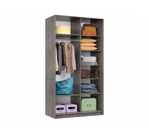 Шкаф-купе Хочу домой Маршал Лайт Бетон / Зеркало / Серебро, алюминий 60 см