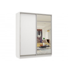 Шкаф-купе Хочу домой Маршал Белый / Зеркало / Серебро, алюминий С двумя выдвижными штангами