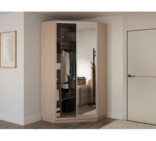 Шкаф-купе Хочу домой Маршал Лайт Ясень Шимо светлый / Зеркало / Серебро, алюминий Ясень Шимо светлый / Зеркало / Серебро, алюминий