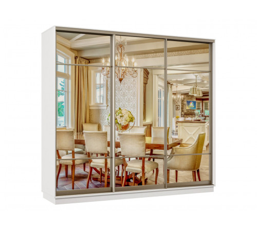 Шкаф-купе Хочу домой Маршал Лайт Белый / Зеркало / Шампань, алюминий 60 см