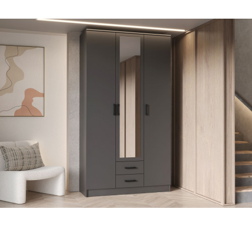 Распашной шкаф Эра Трио Графит Графит