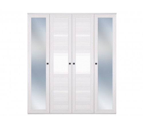 Распашной шкаф Кураж Парма Нео 21 Ясень Анкор светлый / Экокожа белая С двумя зеркалами