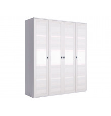 Распашной шкаф Кураж Парма Нео 21 Ясень Анкор светлый / Экокожа белая С глухими фасадами