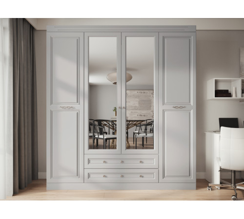 Распашной шкаф Правила мебели Аврора Антрацит / Зеркало Антрацит / Зеркало