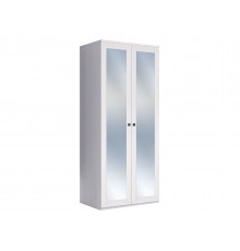 Распашной шкаф Кураж Парма Нео 19 Ясень Анкор светлый / Экокожа белая С двумя зеркалами