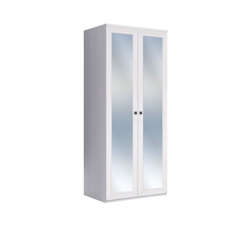 Распашной шкаф Кураж Парма Нео 19 Ясень Анкор светлый / Экокожа белая С двумя зеркалами