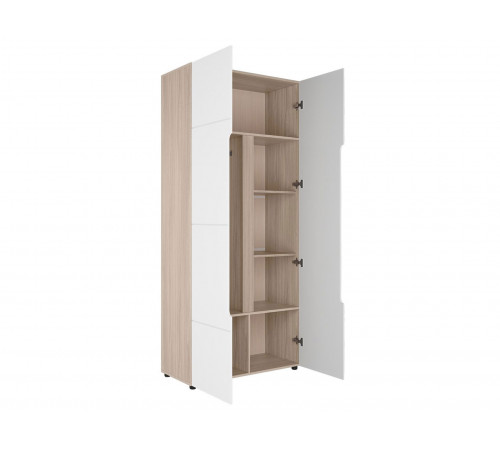Распашной шкаф МК СТИЛЬ Палермо С Ясень Шимо светлый / Белый глянец 230 см