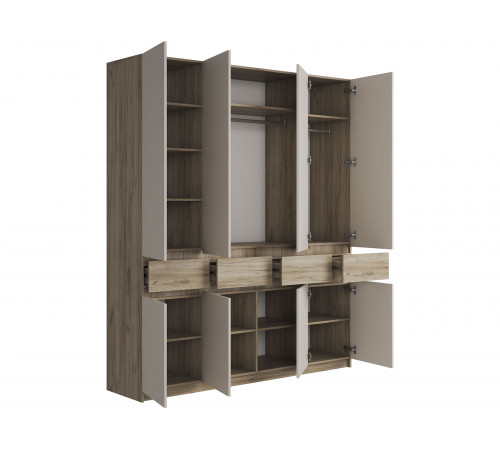Распашной шкаф МК СТИЛЬ Бостон Дуб Крафт серый / Кашемир Дуб Крафт серый / Кашемир
