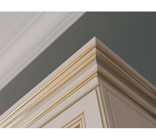 Распашной шкаф Кураж Сиена Бодега белый, патина золото С двумя зеркалами