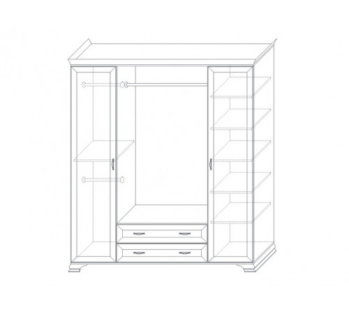 Распашной шкаф Кураж Сиена Бодега белый, патина золото С двумя зеркалами
