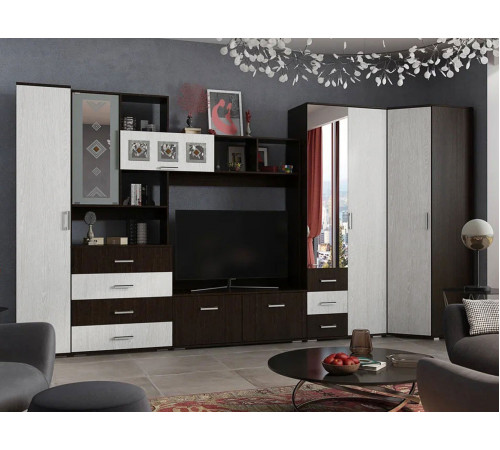 Распашной шкаф BTS Белла Венге / Ясень белый Венге / Ясень белый