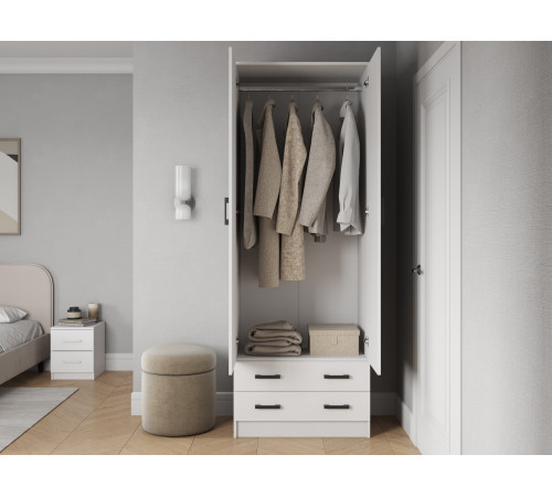 Распашной шкаф Эра Прагма Белый гладкий Со штангой