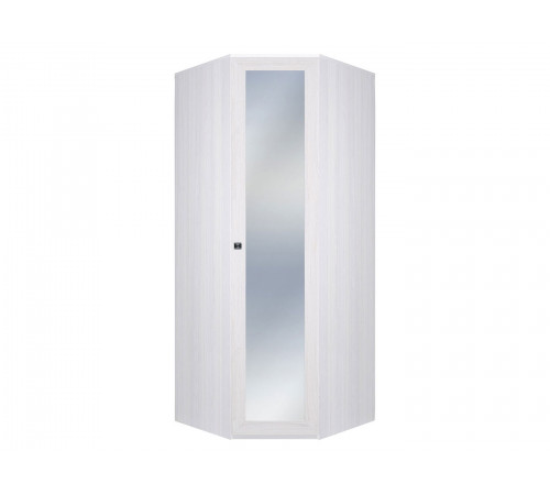 Распашной шкаф Кураж Парма Нео 17 Ясень Анкор светлый / Экокожа белая С зеркальным фасадом