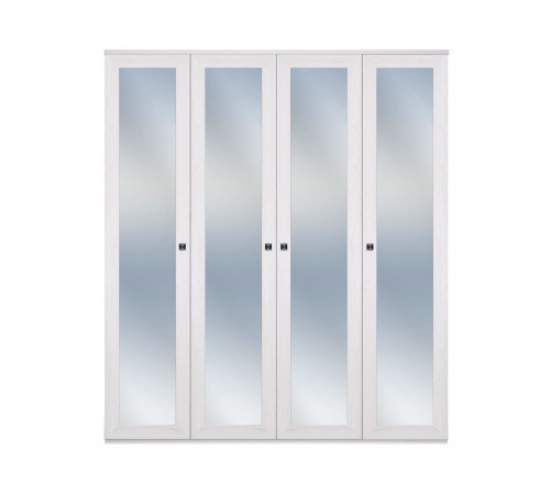 Распашной шкаф Кураж Парма Нео 21 Ясень Анкор светлый / Экокожа белая С зеркальными фасадами