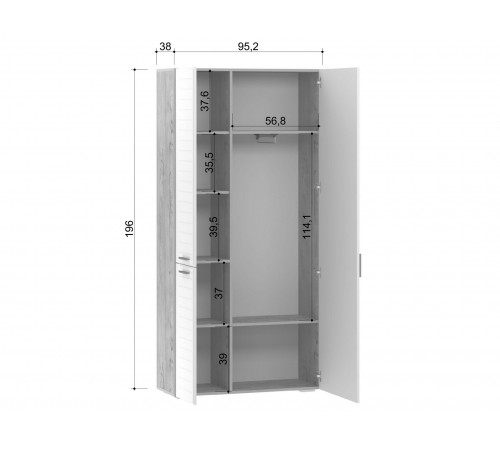 Распашной шкаф Сильва Ливорно Дуб Бунратти / Софт графит  Без зеркала