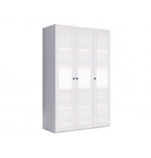 Распашной шкаф Кураж Парма Нео 20 Ясень Анкор светлый / Экокожа белая С глухими фасадами