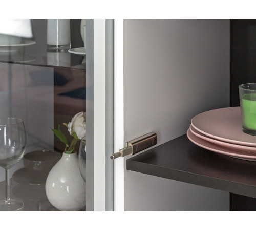 Распашной шкаф Моби Сидней Белый / Белый глянец / Черный Белый / Белый глянец / Черный