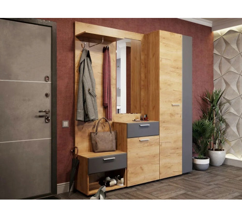 Распашной шкаф МК СТИЛЬ Сафари Дуб Крафт золотой / Графит Софт Дуб Крафт золотой / Графит Софт