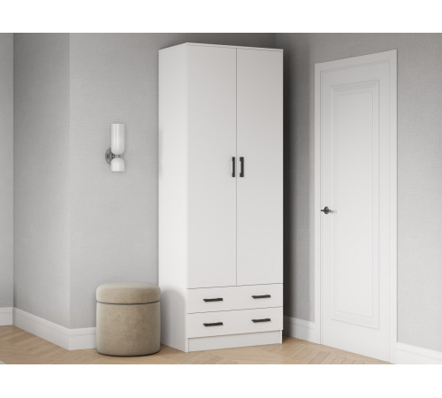 Распашной шкаф Эра Прагма Белый гладкий Со штангой