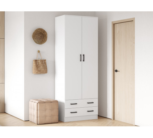 Распашной шкаф Эра Прагма Белый гладкий Со штангой