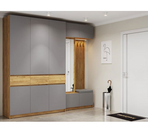 Распашной шкаф МК СТИЛЬ Бостон Дуб Крафт золотой / Серый шифер Дуб Крафт золотой / Серый шифер