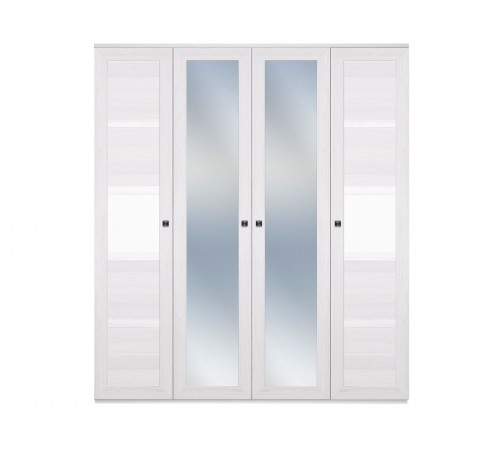 Распашной шкаф Кураж Парма Нео 21 Ясень Анкор светлый / Экокожа белая С двумя зеркалами