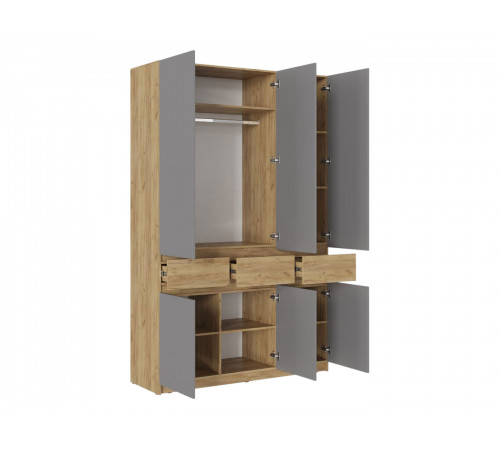 Распашной шкаф МК СТИЛЬ Бостон Дуб Крафт золотой / Серый шифер Дуб Крафт золотой / Серый шифер