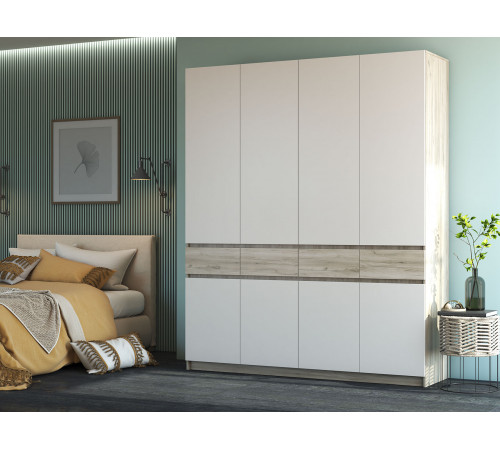 Распашной шкаф МК СТИЛЬ Бостон Дуб Крафт серый / Кашемир Дуб Крафт серый / Кашемир