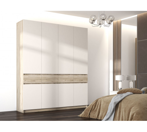 Распашной шкаф МК СТИЛЬ Бостон Дуб Крафт серый / Кашемир Дуб Крафт серый / Кашемир