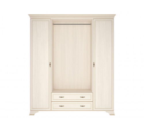 Распашной шкаф Кураж Сиена Бодега белый, патина золото С двумя зеркалами