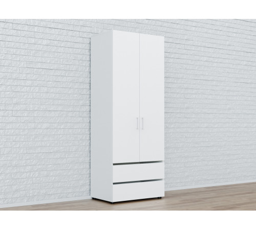 Распашной шкаф СВ-Мебель Тайлер Белый текстурный С дополнительными полками