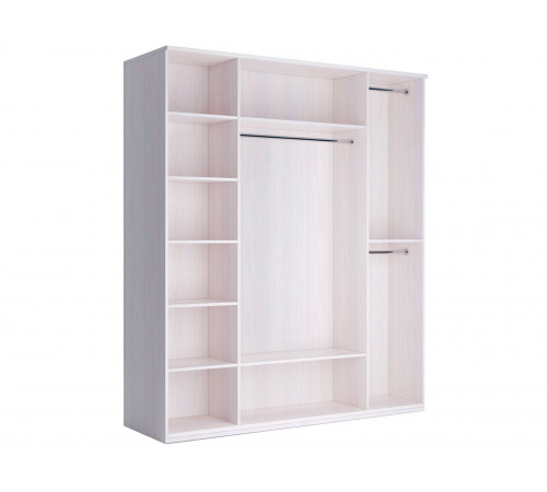 Распашной шкаф Кураж Парма Нео 21 Ясень Анкор светлый / Экокожа белая С двумя зеркалами