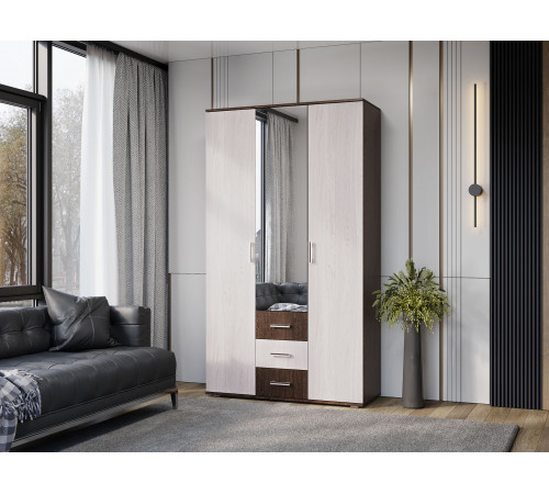 Распашной шкаф BTS Белла Венге / Ясень белый Венге / Ясень белый