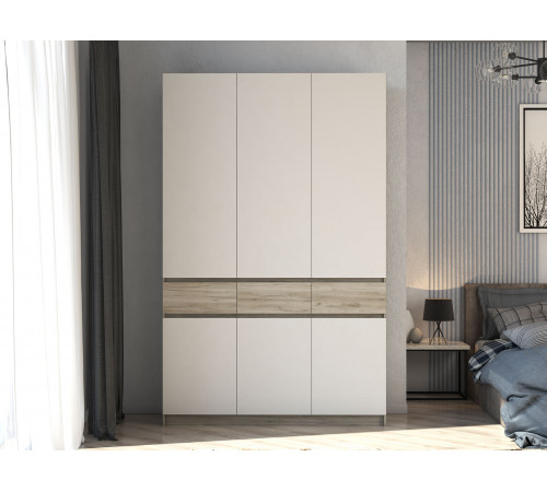 Распашной шкаф МК СТИЛЬ Бостон Дуб Крафт серый / Кашемир Дуб Крафт серый / Кашемир