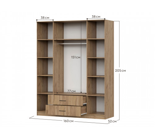 Распашной шкаф СВ-Мебель Севан Дуб золотой Дуб золотой