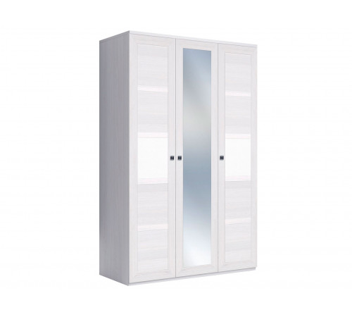 Распашной шкаф Кураж Парма Нео 20 Ясень Анкор светлый / Экокожа белая С одним зеркалом