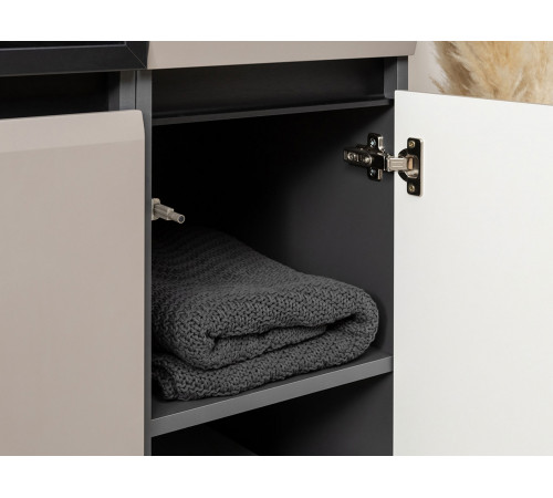 Распашной шкаф Моби Сидней Антрацит / Веллюто Капучино Антрацит / Веллюто Капучино