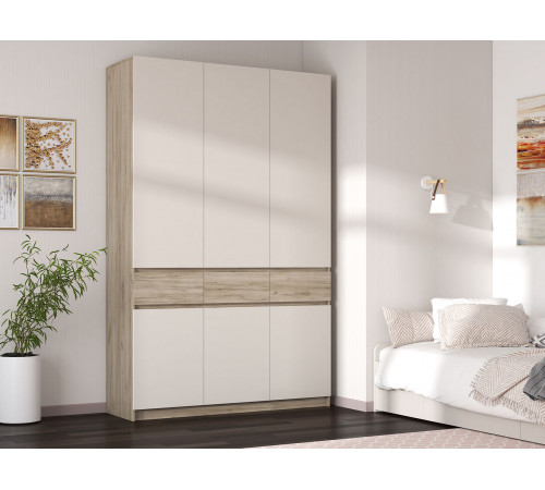 Распашной шкаф МК СТИЛЬ Бостон Дуб Крафт серый / Кашемир Дуб Крафт серый / Кашемир