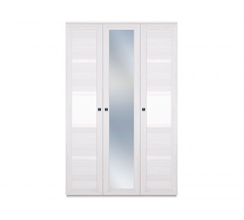 Распашной шкаф Кураж Парма Нео 20 Ясень Анкор светлый / Экокожа белая С одним зеркалом