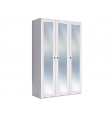 Распашной шкаф Кураж Парма Нео 20 Ясень Анкор светлый / Экокожа белая С зеркальными фасадами