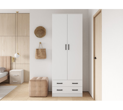 Распашной шкаф Эра Прагма Белый гладкий Со штангой