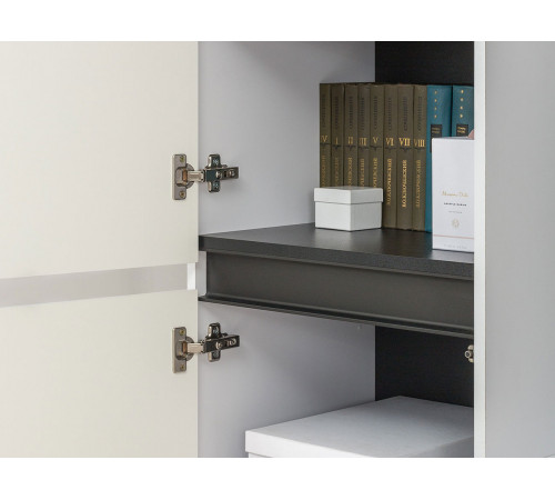 Распашной шкаф Моби Сидней Белый / Белый глянец / Черный Белый / Белый глянец / Черный